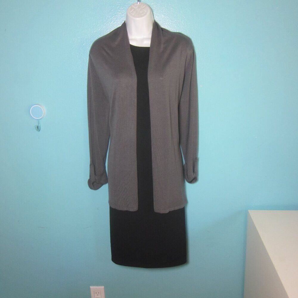 Joan Vass Womens Size L Gray Long Cardigan Sweater